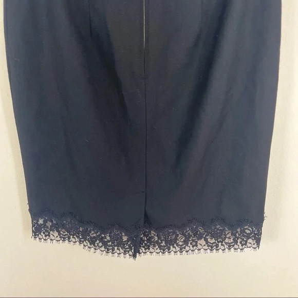 Rebecca Taylor Lace Trim Wool Pencil Skirt Black Size 4 - Picture 6 of 8
